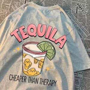 🍋‍🟩Unisex “Tequila, Cheaper Than Therapy” Tee🍋‍🟩